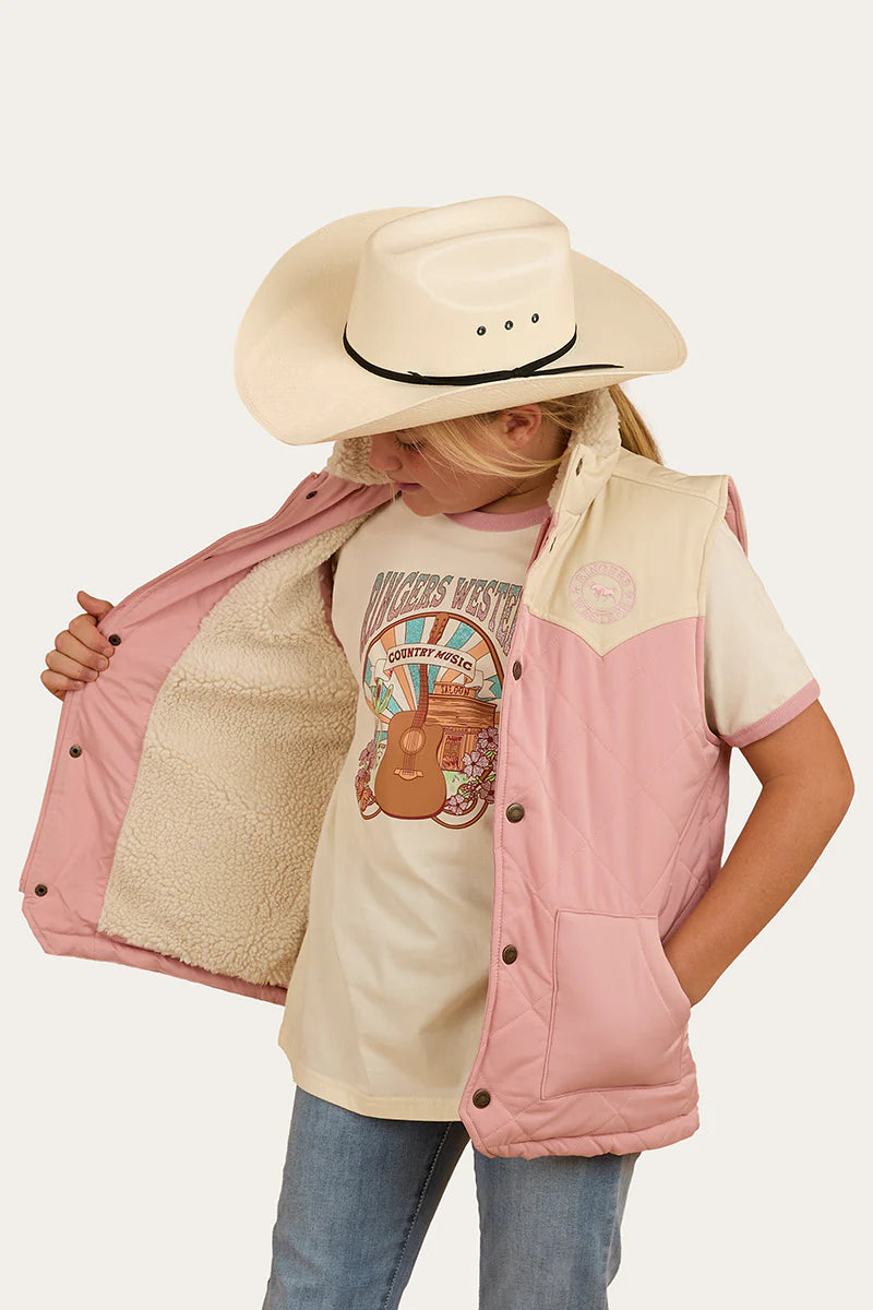 Kynuna Kids Puffer Vest - Pink/Off White