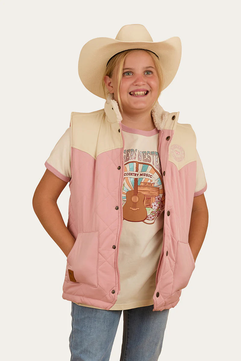 Kynuna Kids Puffer Vest - Pink/Off White