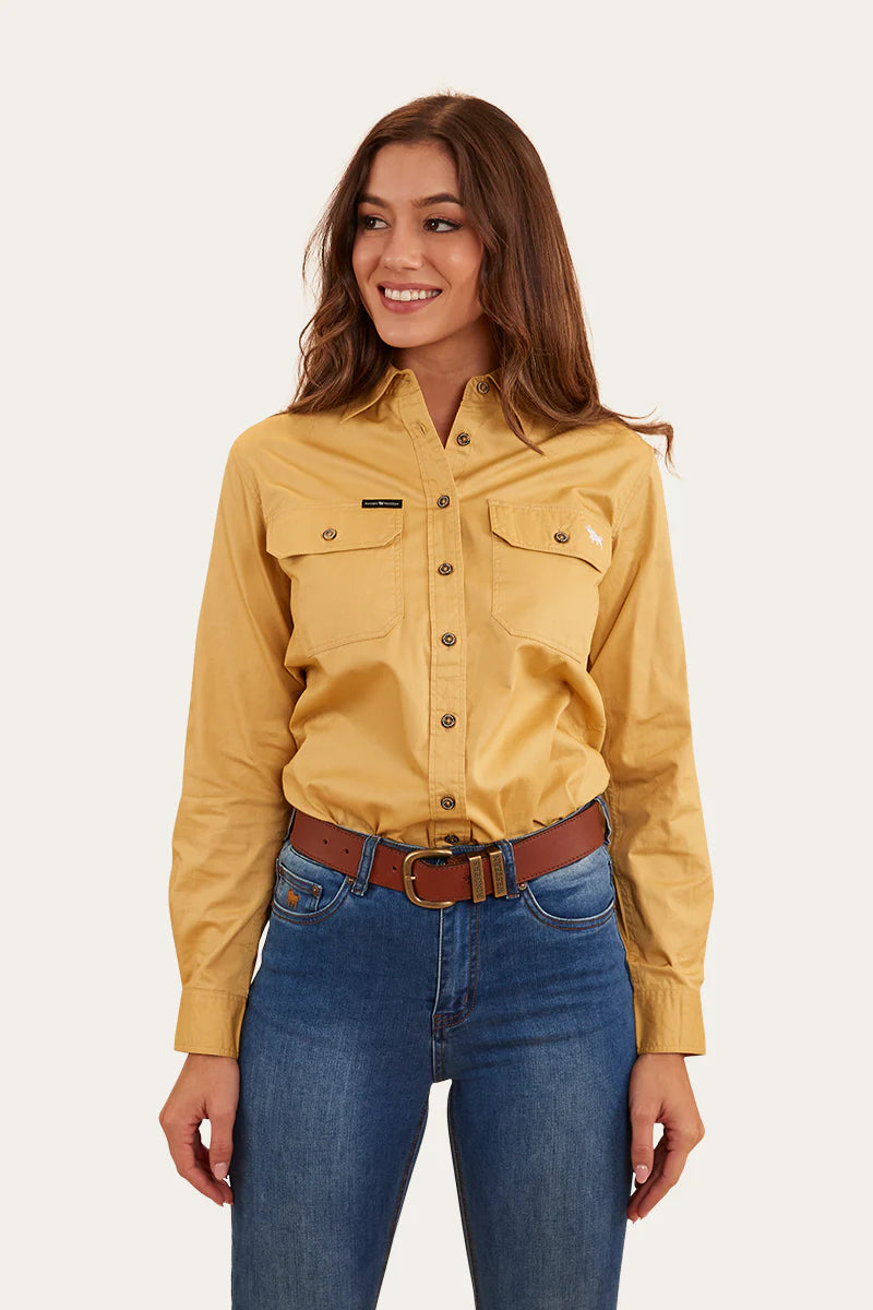 Pentecost River Womens Full Button Work Shirt- Vintage Gold