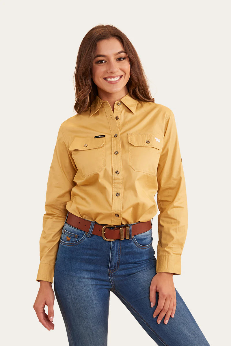 Pentecost River Womens Full Button Work Shirt- Vintage Gold