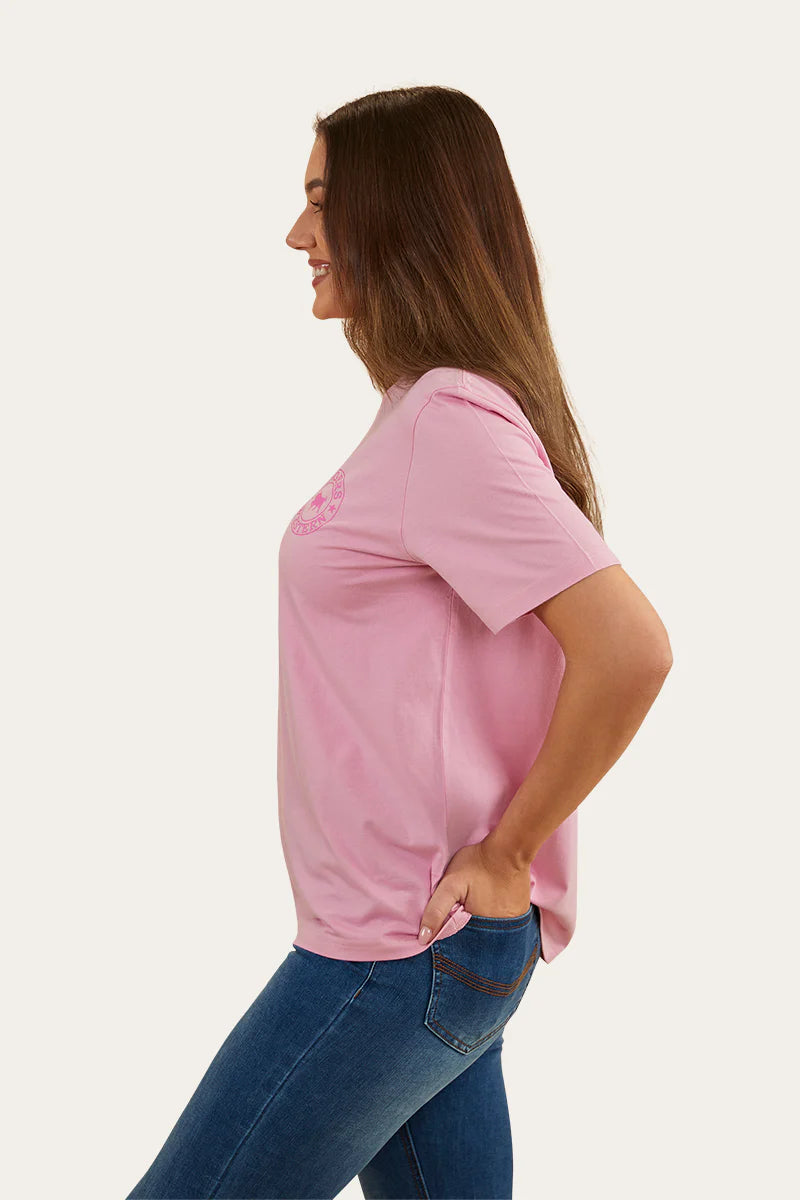 Signature Bull Womens Loose Fit T-Shirt- Pastel Pink/Candy