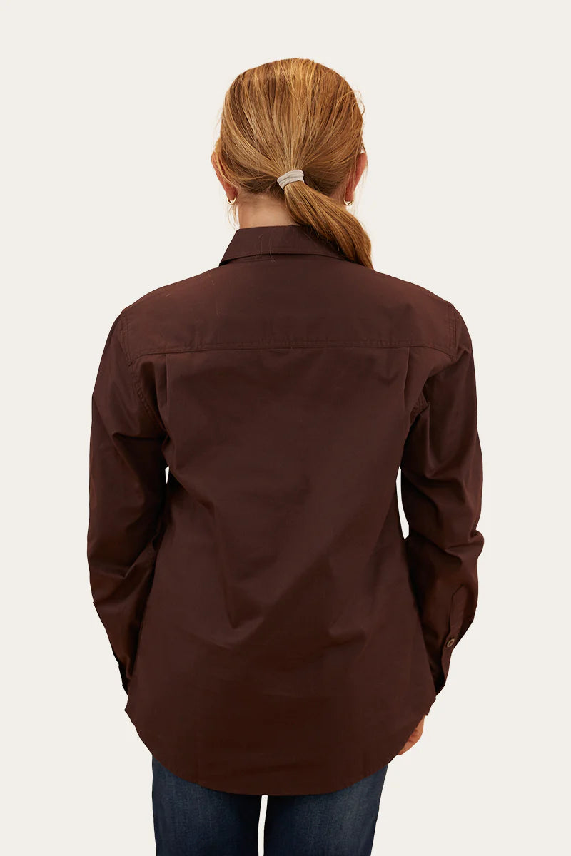Ord River Kids Half Button Work Shirt - Chocolate
