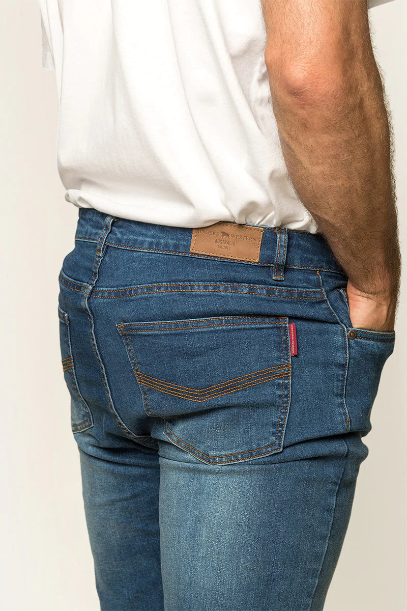 Burke Mens Tapered Slim Leg Jean - Mid Jean