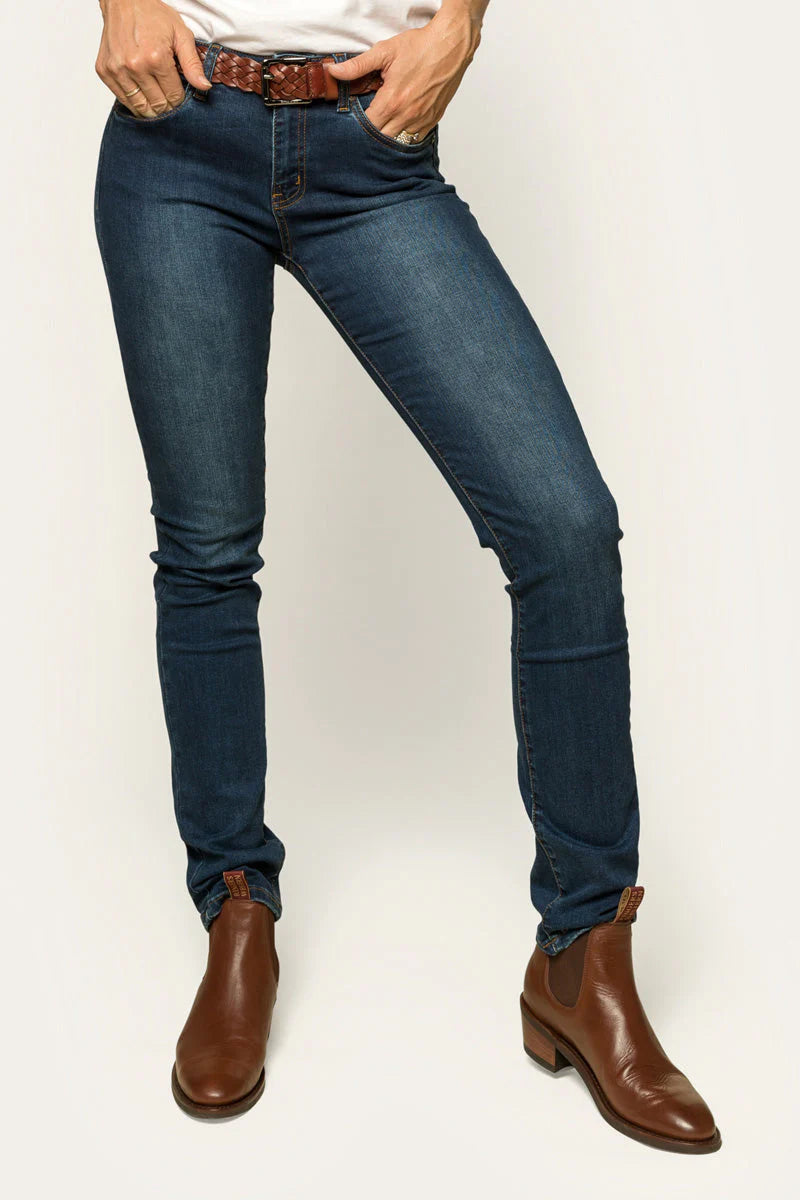 VICTORIA WOMENS MID RISE STRAIGHT LEG JEAN - CLASSIC BLUE - Ringers Western Toowoomba