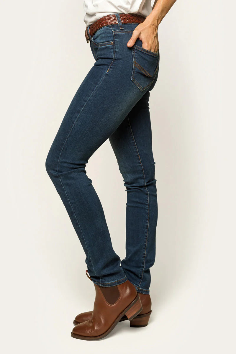 VICTORIA WOMENS MID RISE STRAIGHT LEG JEAN - CLASSIC BLUE - Ringers Western Toowoomba
