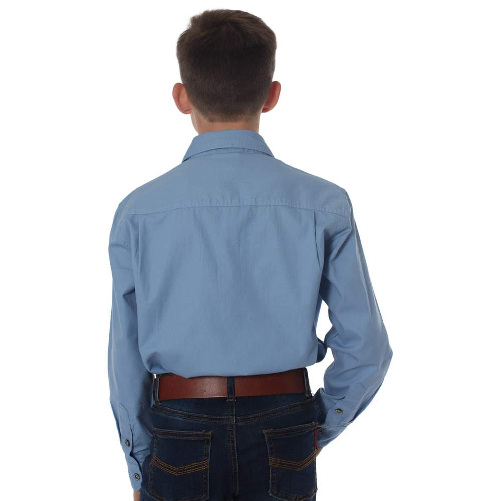 Ord River Kids Half Button Work Shirt -Denim Blue