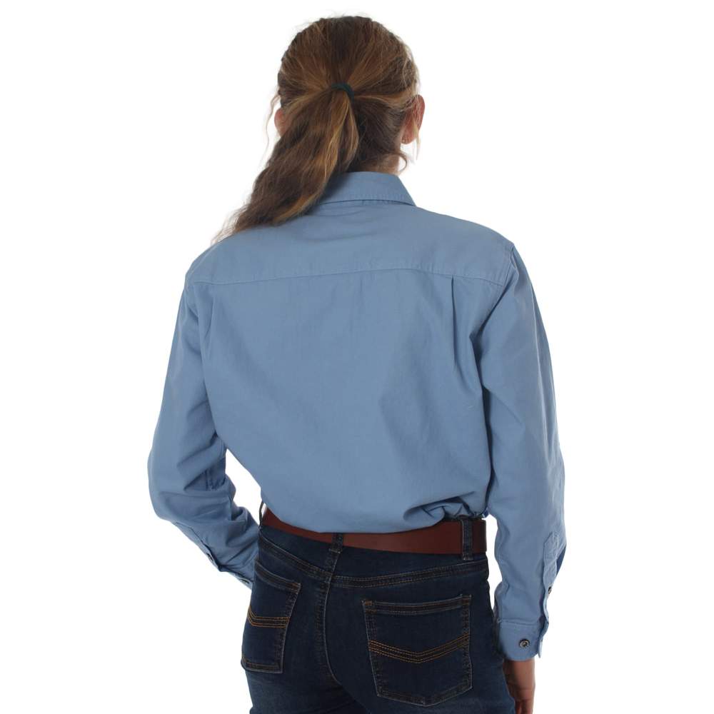 Ord River Kids Half Button Work Shirt -Denim Blue