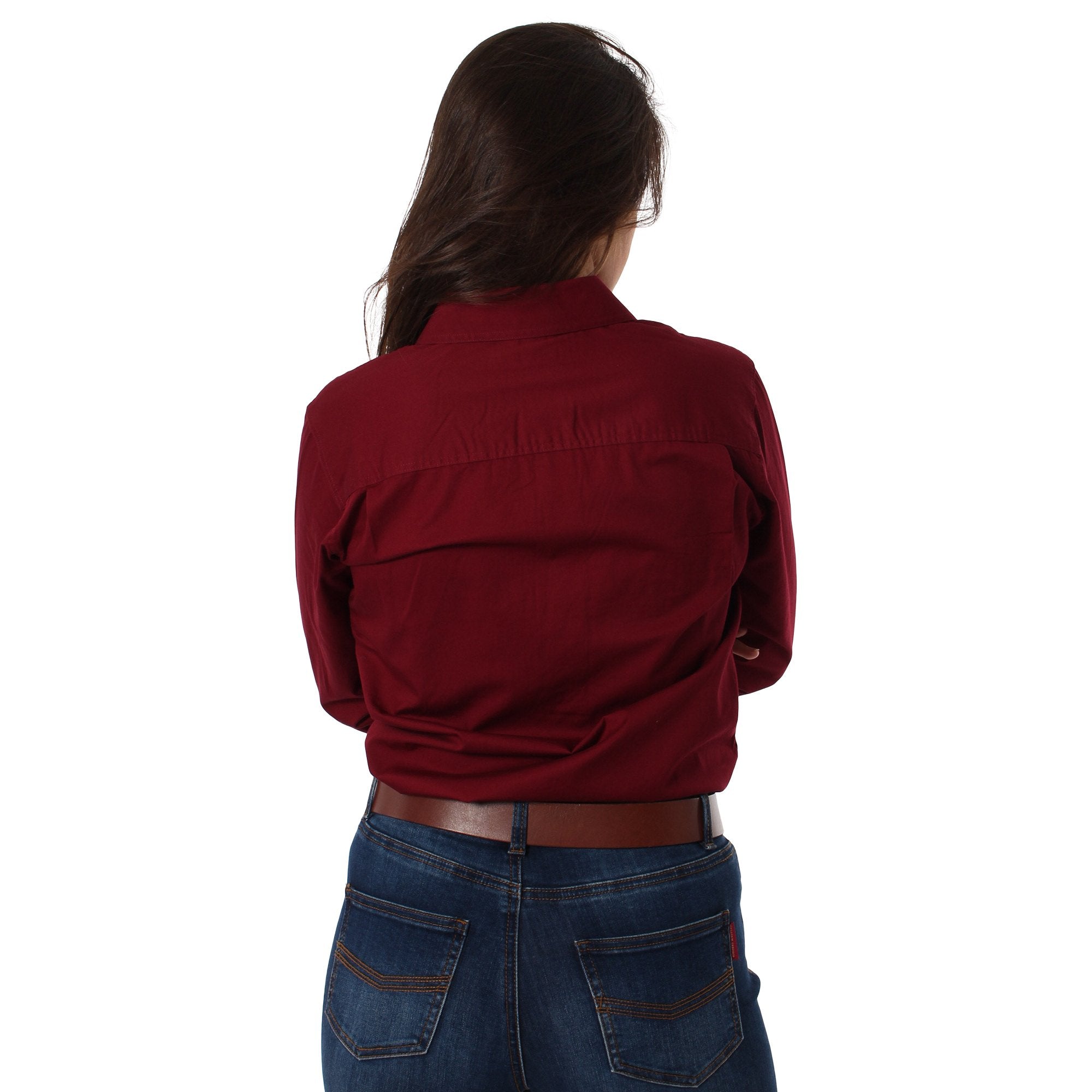 Pentecost River Womens Full Button Work Shirt - Burgundy