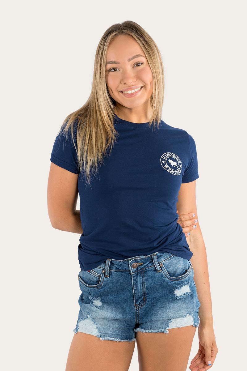 Signature Bull Womens Classic Fit T-Shirt - Navy/White