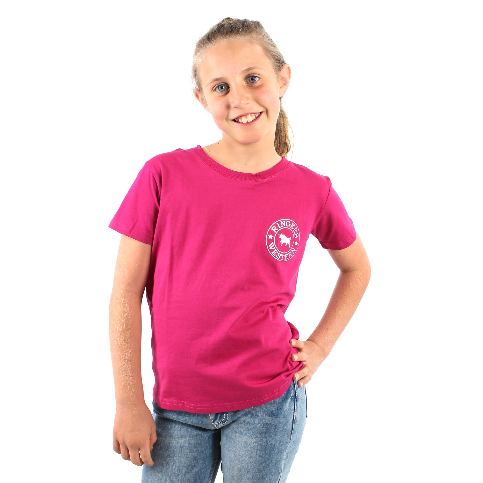 Signature Bull Kids Classic Fit T-Shirt - Magenta/Silver - Ringers Western Toowoomba