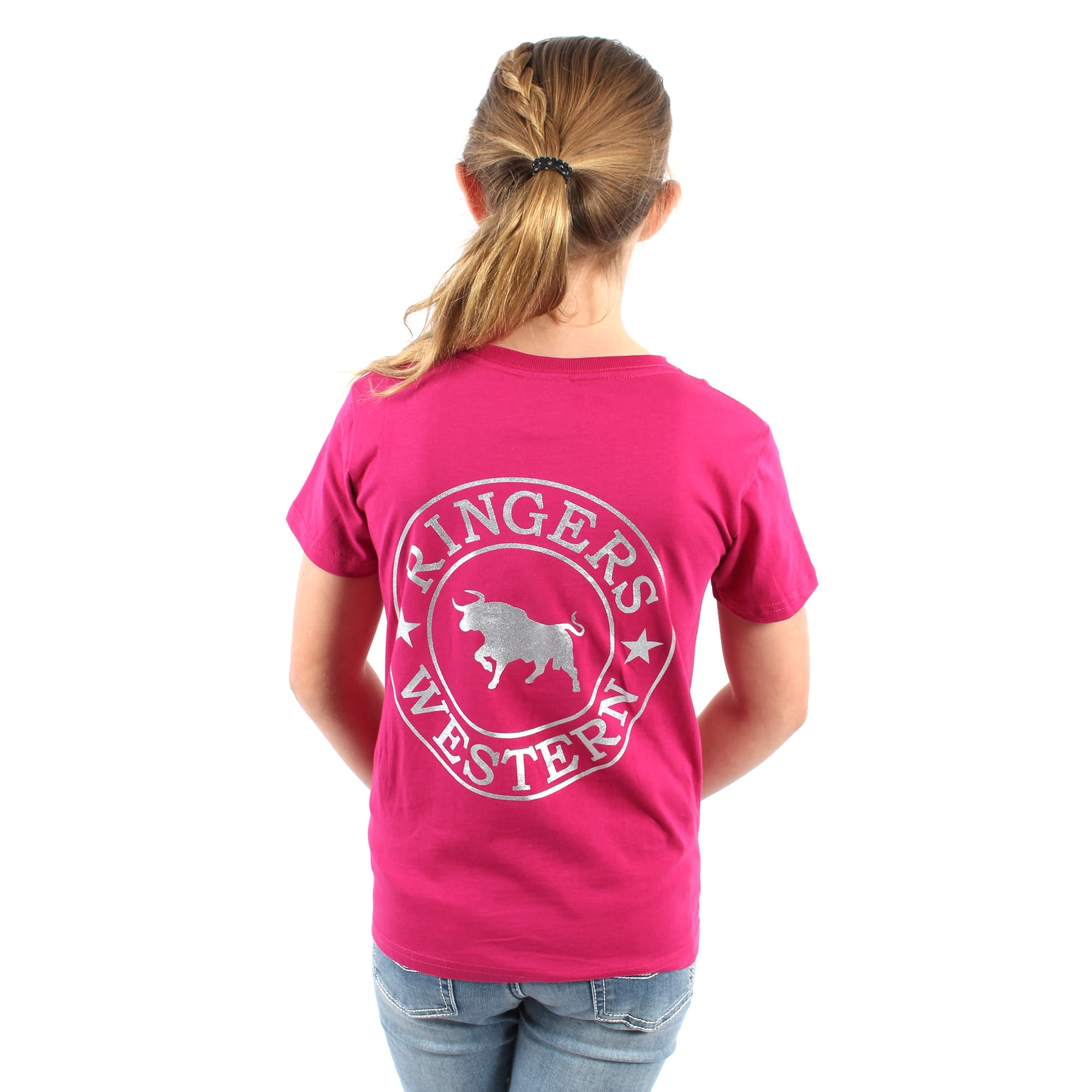 Signature Bull Kids Classic Fit T-Shirt - Magenta/Silver - Ringers Western Toowoomba