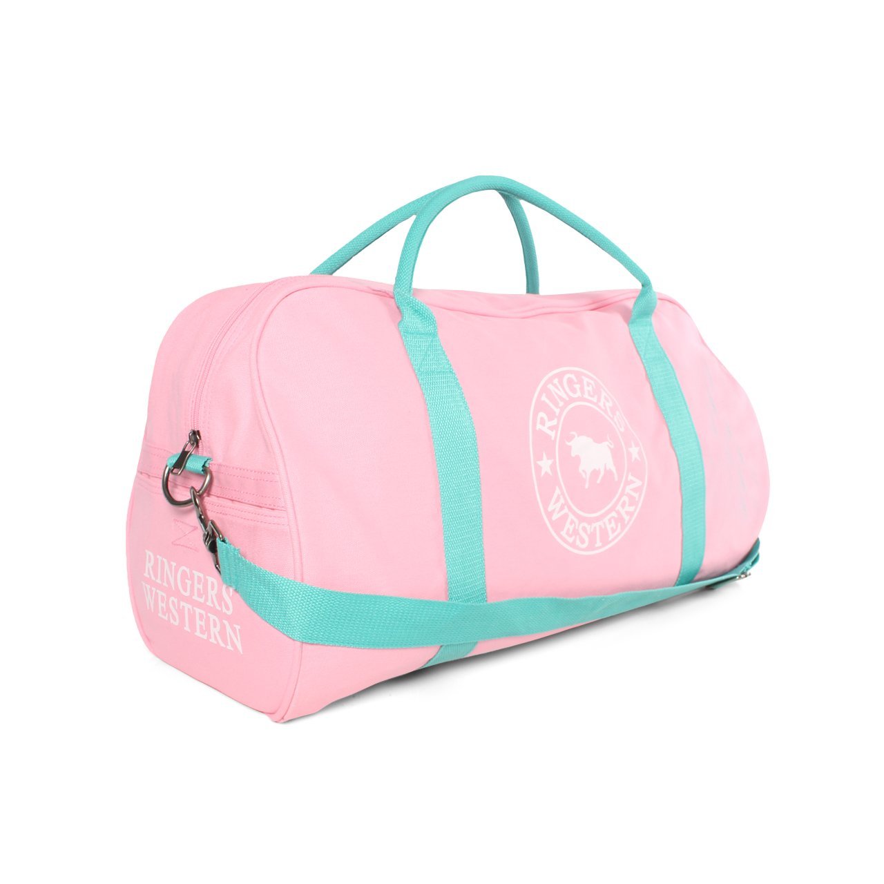 Gundagai Duffle Bag - Pink/Mint with White Print - Ringers Western Toowoomba