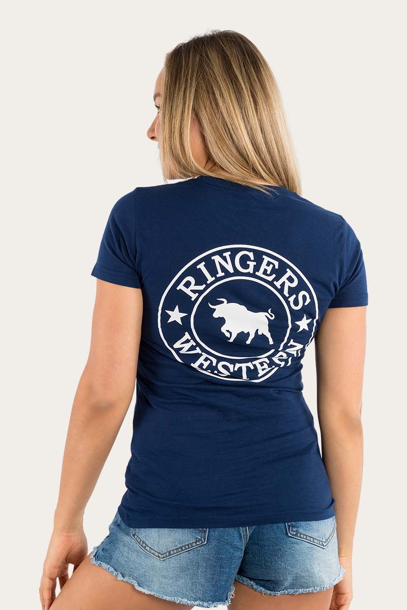 Signature Bull Womens Classic Fit T-Shirt - Navy/White