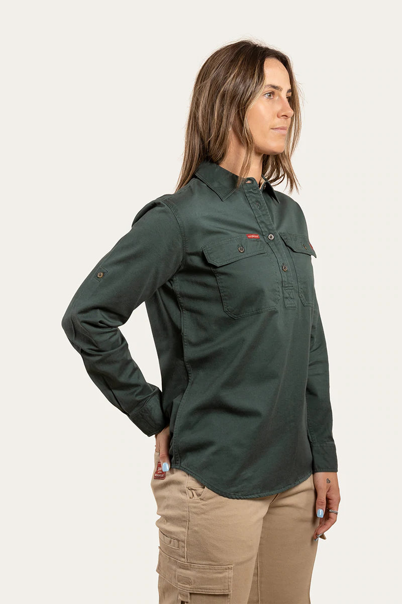 Wyndham Womens Half Button Work Shirt - Forest Green