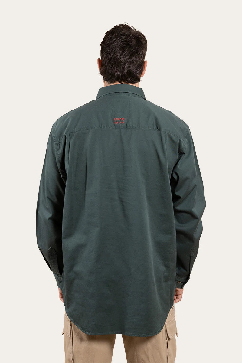 Southern Highlands Mens Half Button Work Shirt - Forest Green