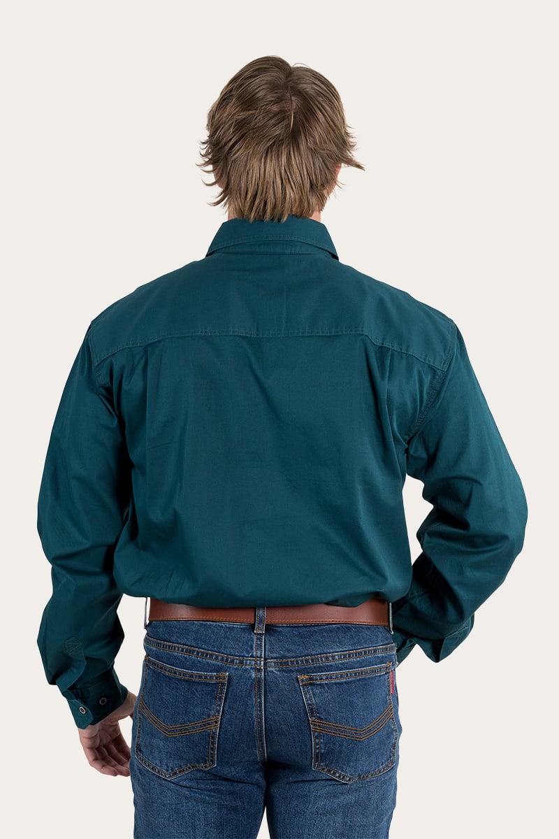 King River Mens Half Button Work Shirt - Groundsheet Green