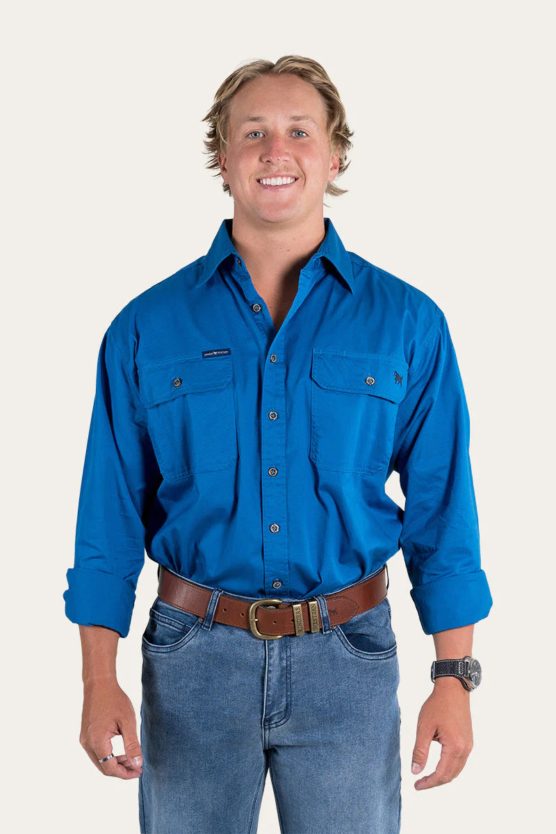 King River Mens Full Button Work Shirt - Snorkel Blue