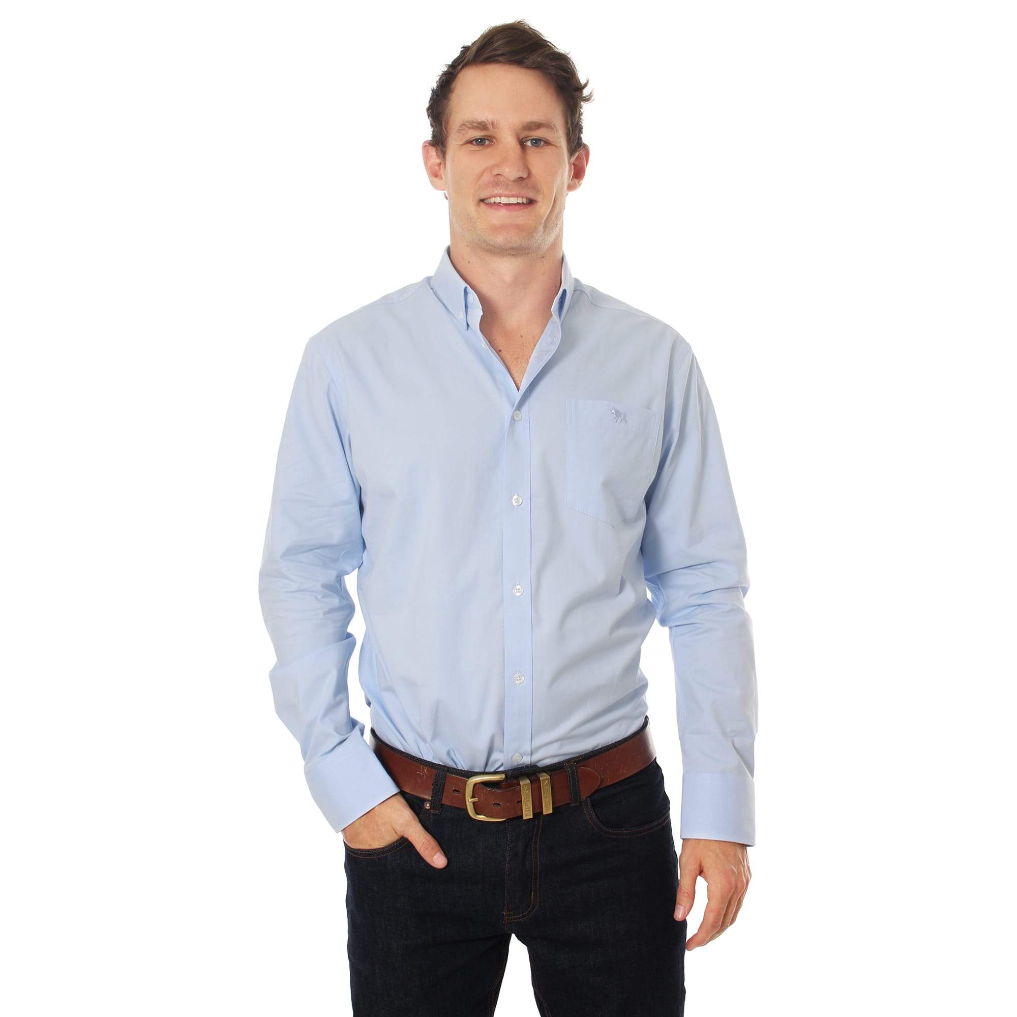 Heritage Mens Plain Twill Dress Shirt - Chambray Blue - Ringers Western Toowoomba