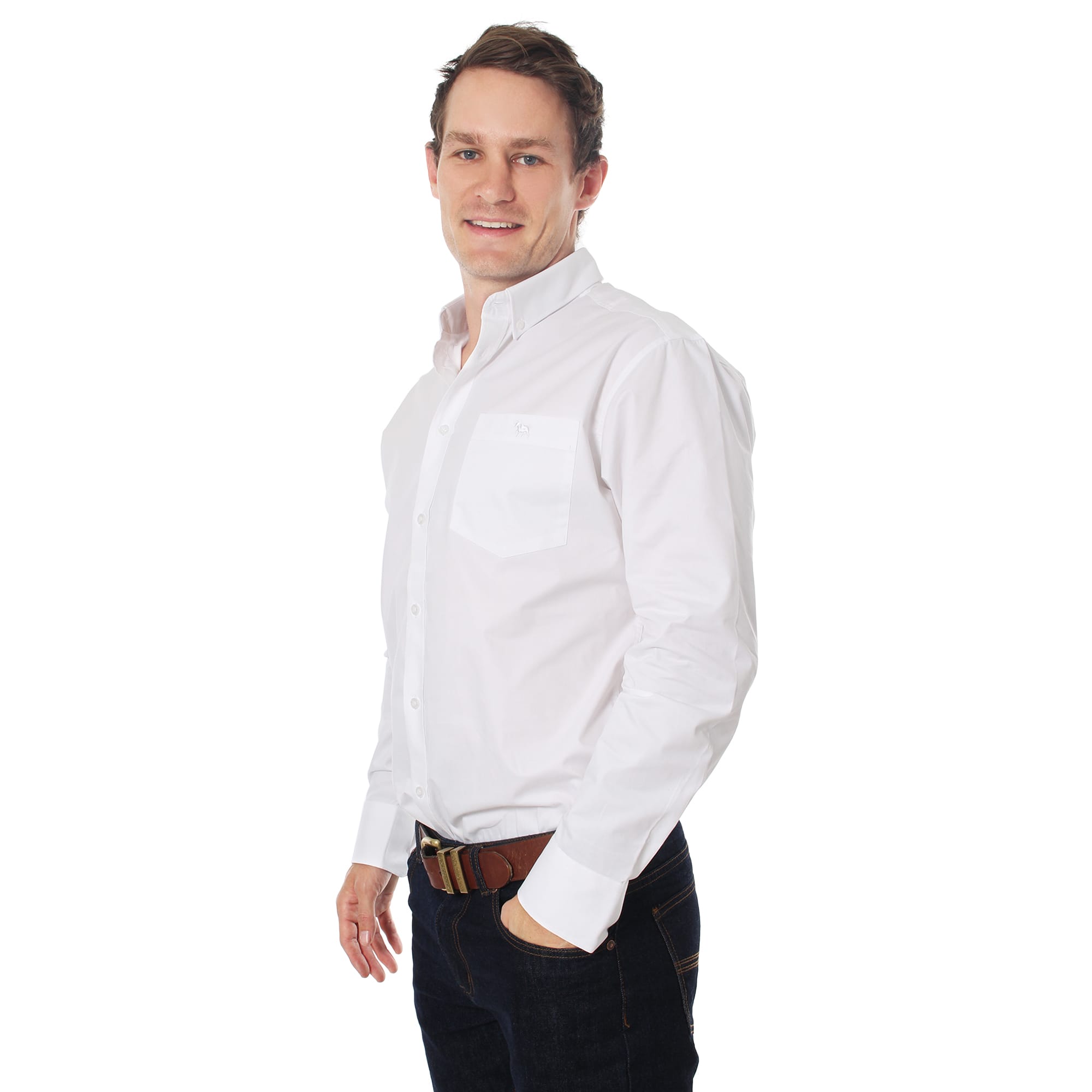 Heritage Mens Plain Dress Shirt - White
