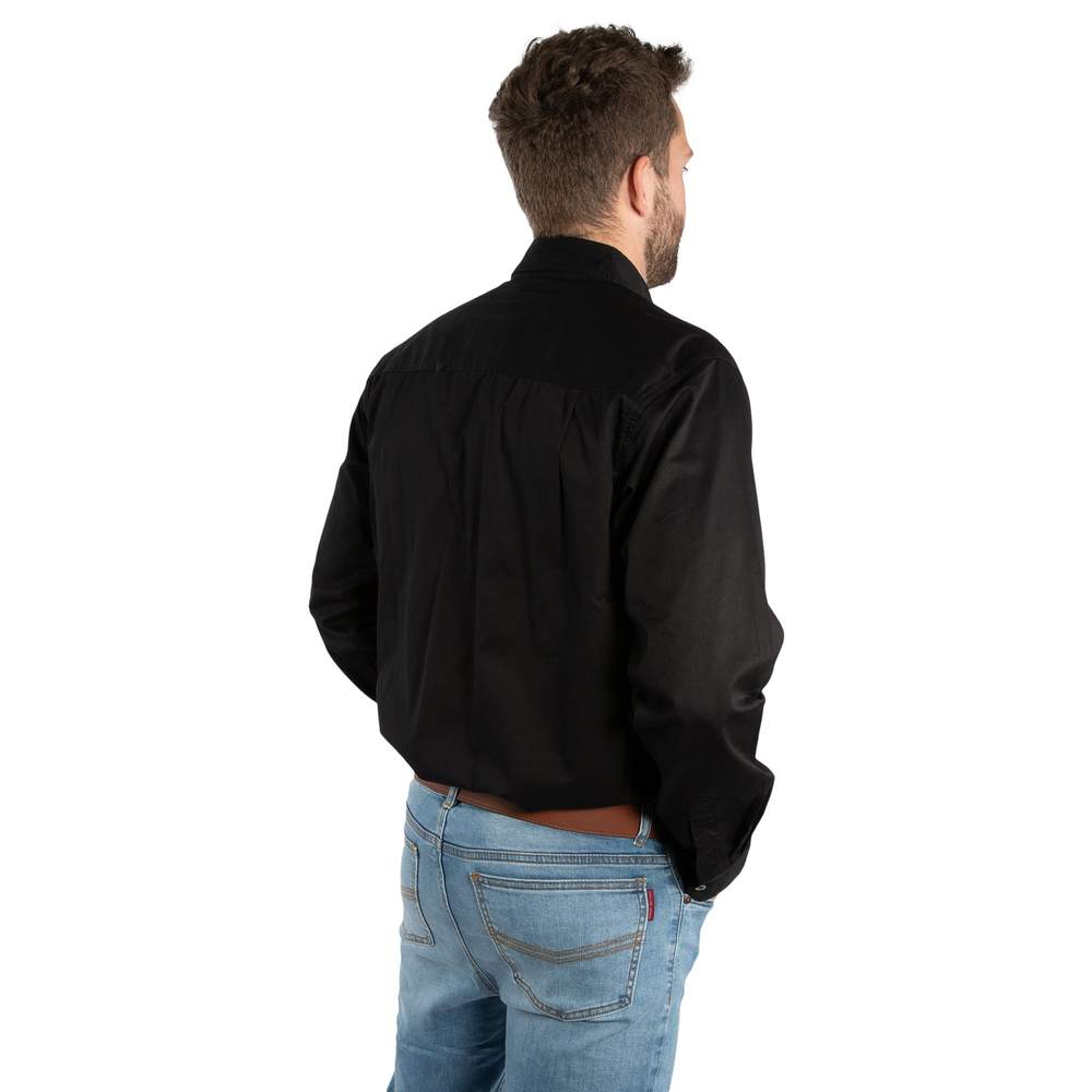 King River Mens Full Button Work Shirt - Black