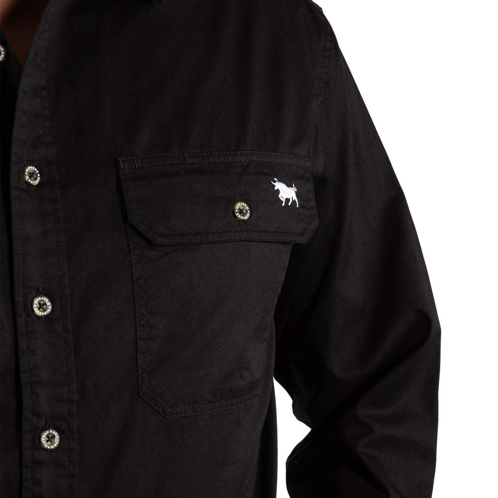 King River Mens Full Button Work Shirt - Black