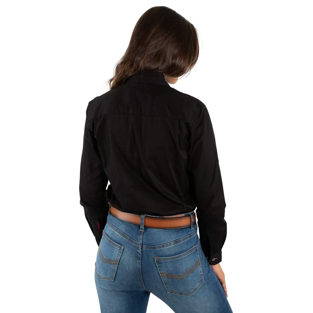 Pentecost River Womens Half Button Work Shirt - Black/Melon
