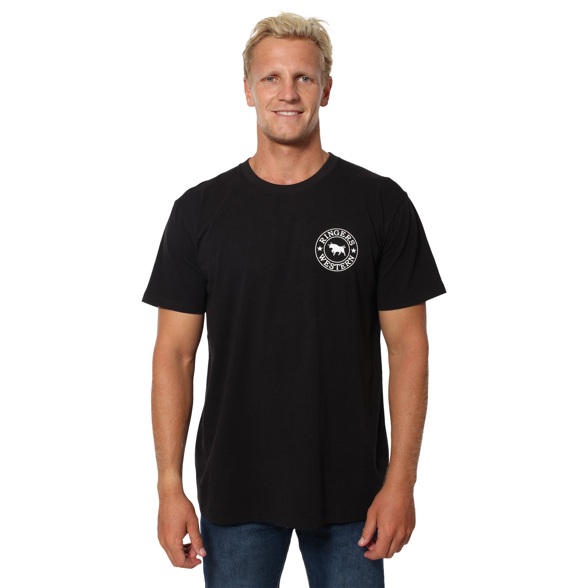 Signature Bull Mens Classic Fit T-Shirt - Black/White - Ringers Western Toowoomba