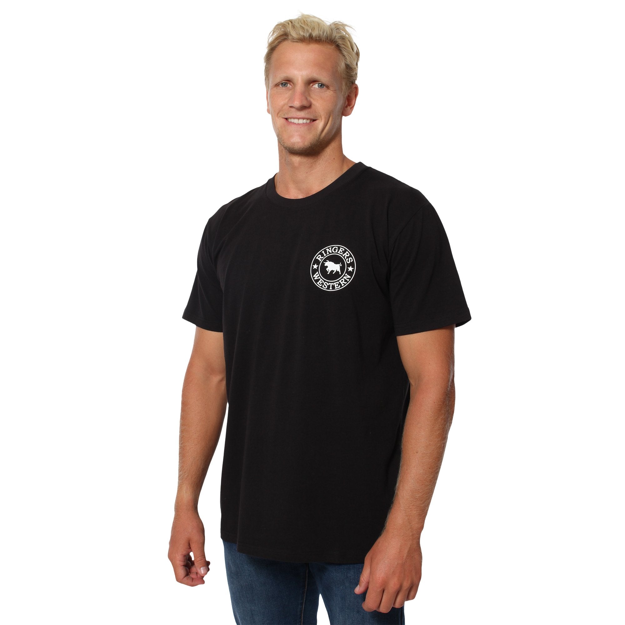 Signature Bull Mens Classic Fit T-Shirt - Black/White - Ringers Western Toowoomba
