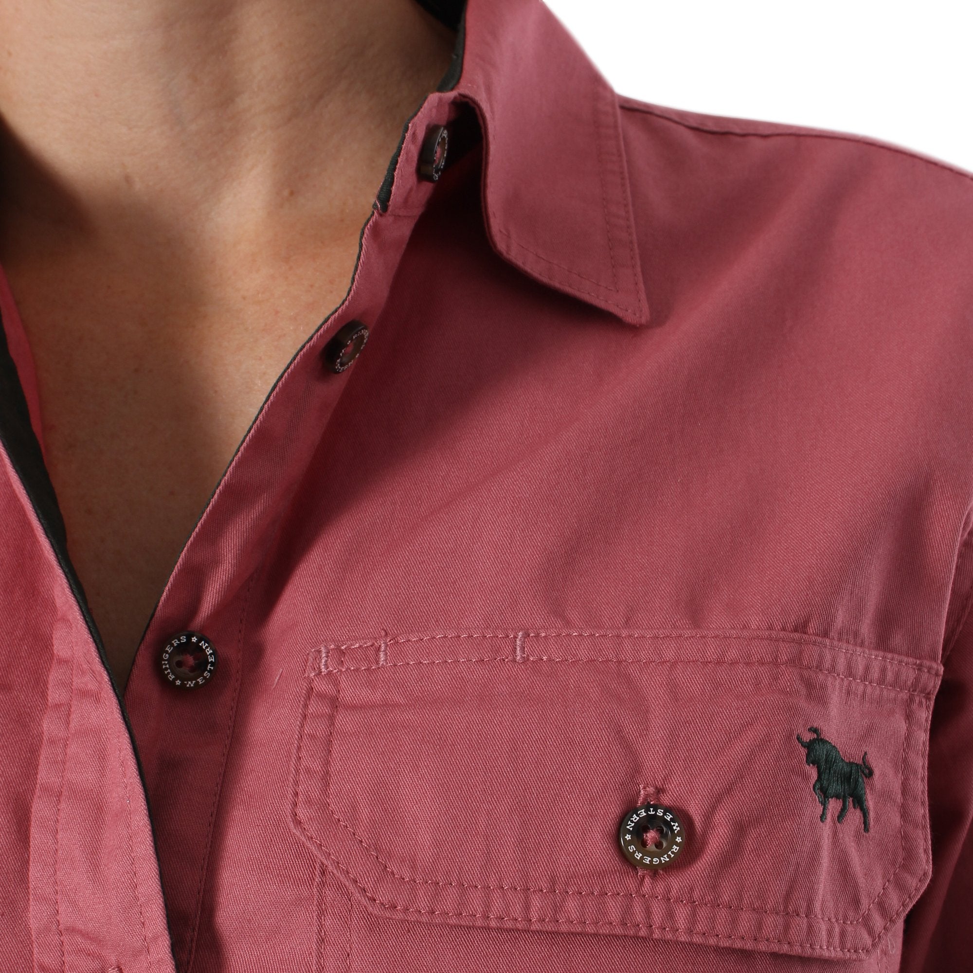 Pentecost River Womens Half Button Work Shirt - Dusty Rose