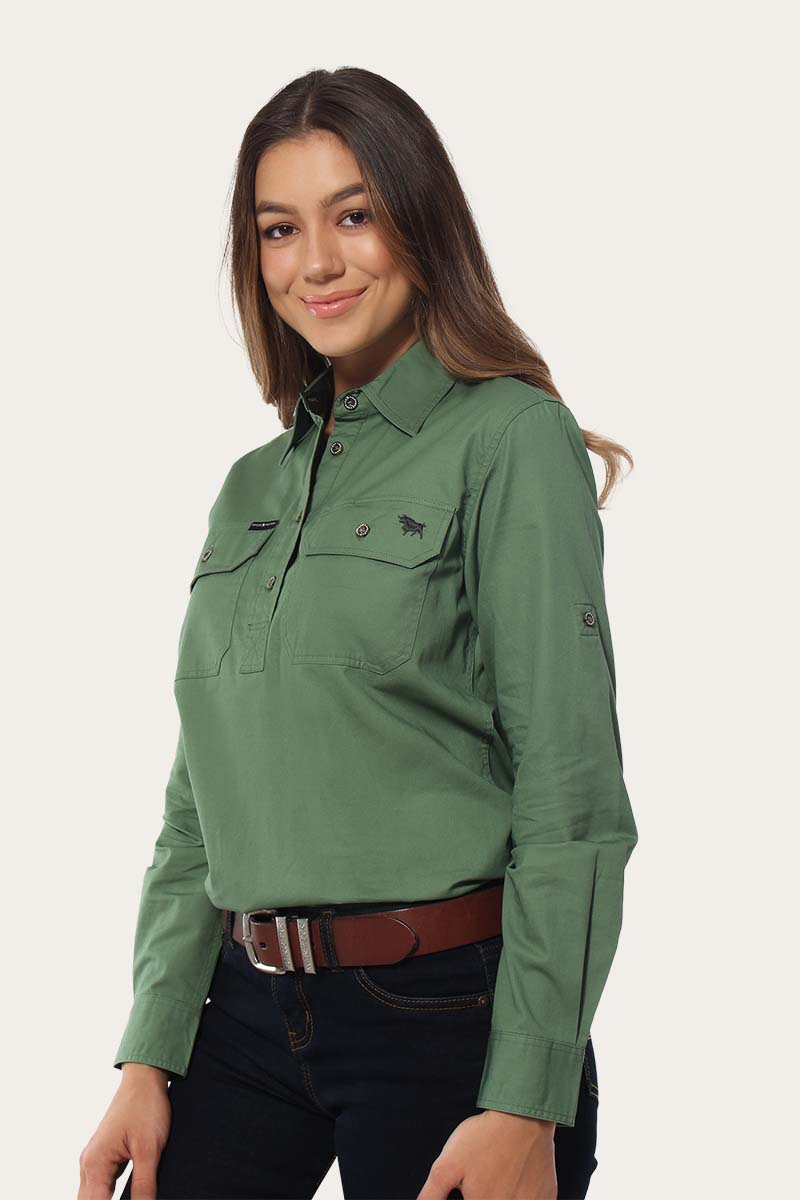Pentecost River Womens Half Button Work Shirt - Cactus Green - Ringers Western Toowoomba
