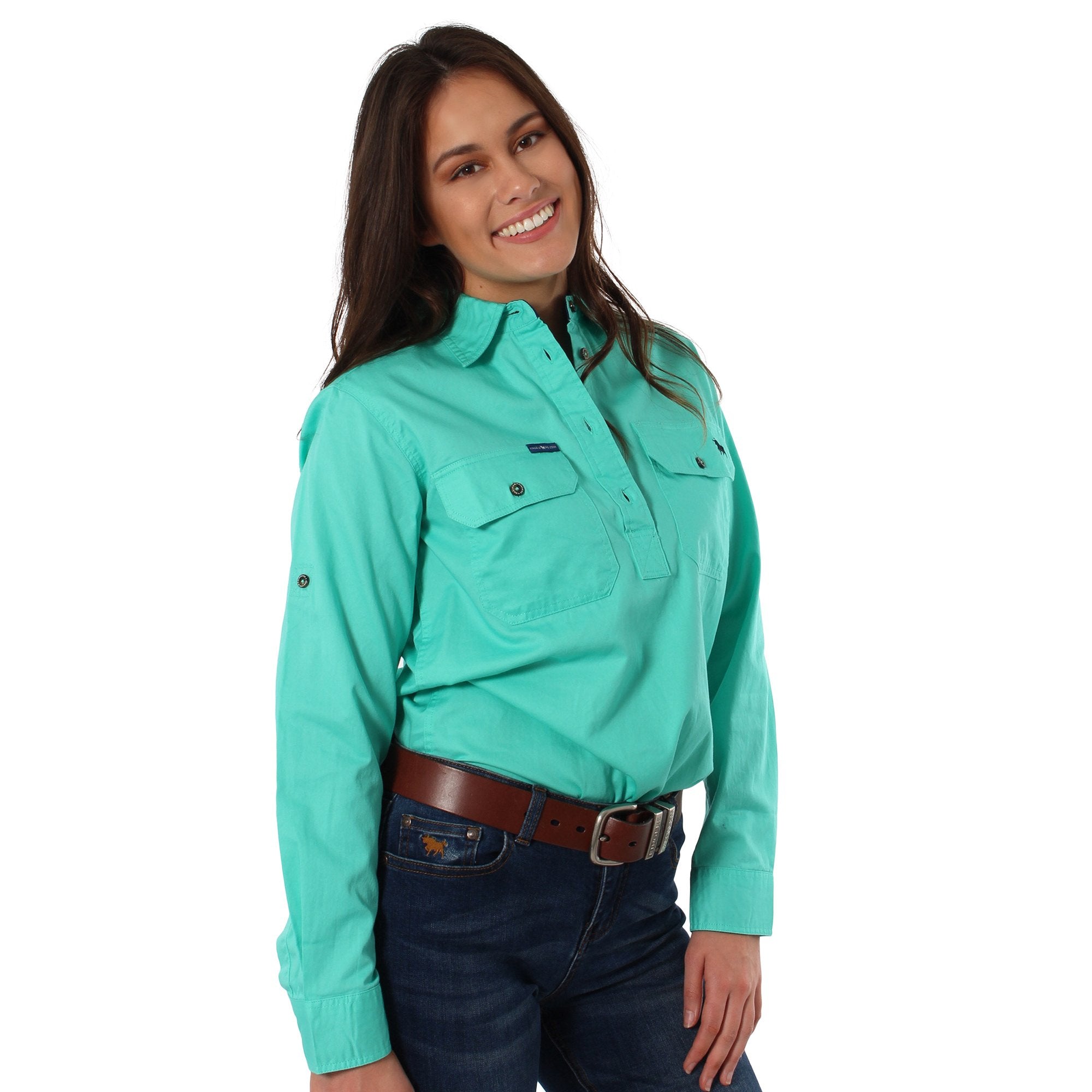 Pentecost River Womens Half Button Work Shirt - Mint