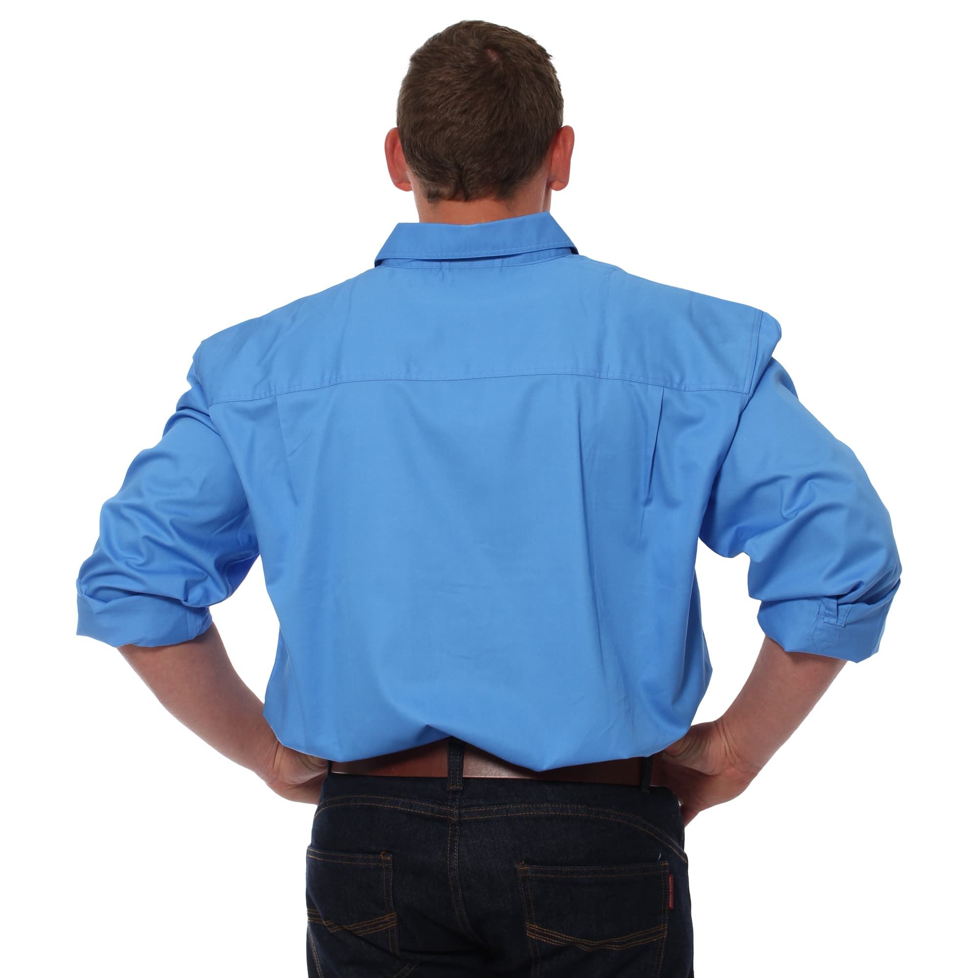 King River Mens Full Button Work Shirt- Blue - Ringers Western Toowoomba