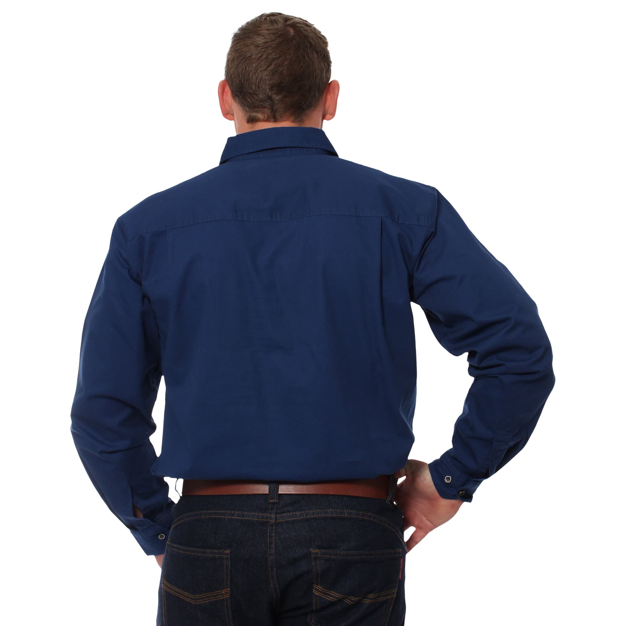 King River Mens Full Button Work Shirt - Navy