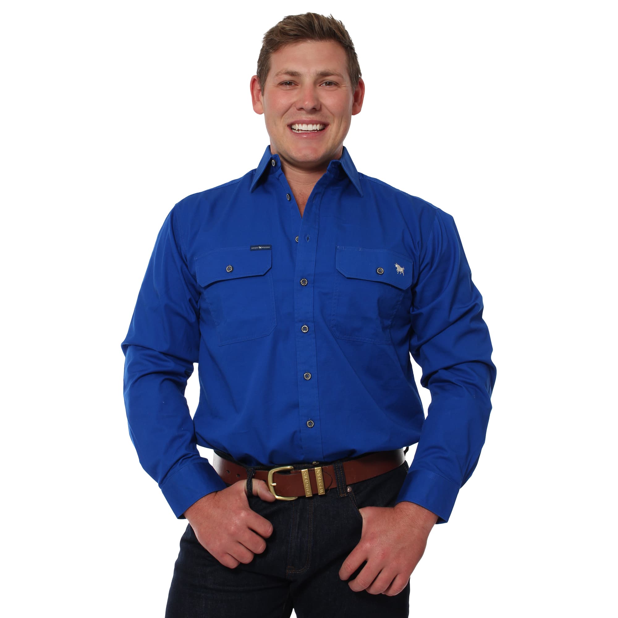 King River Full Button Work Shirt - Royal