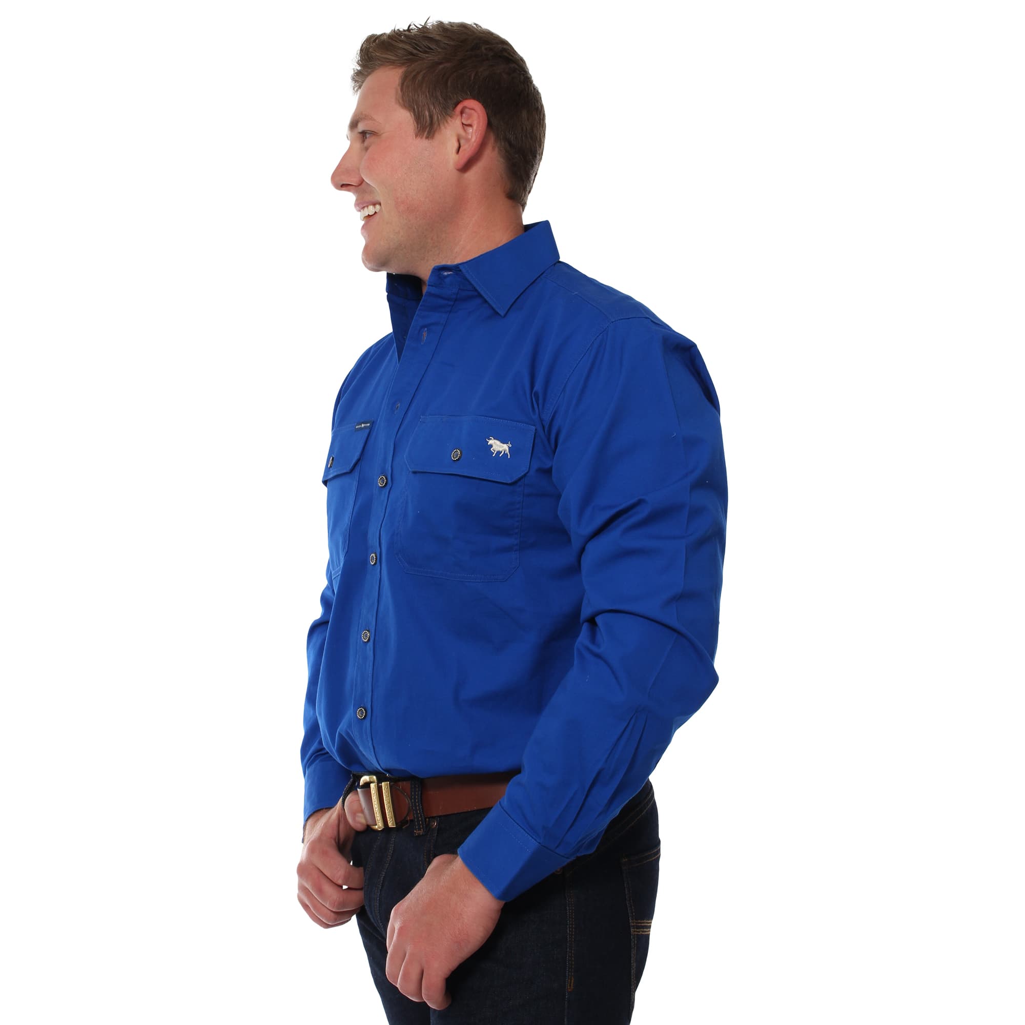 King River Full Button Work Shirt - Royal