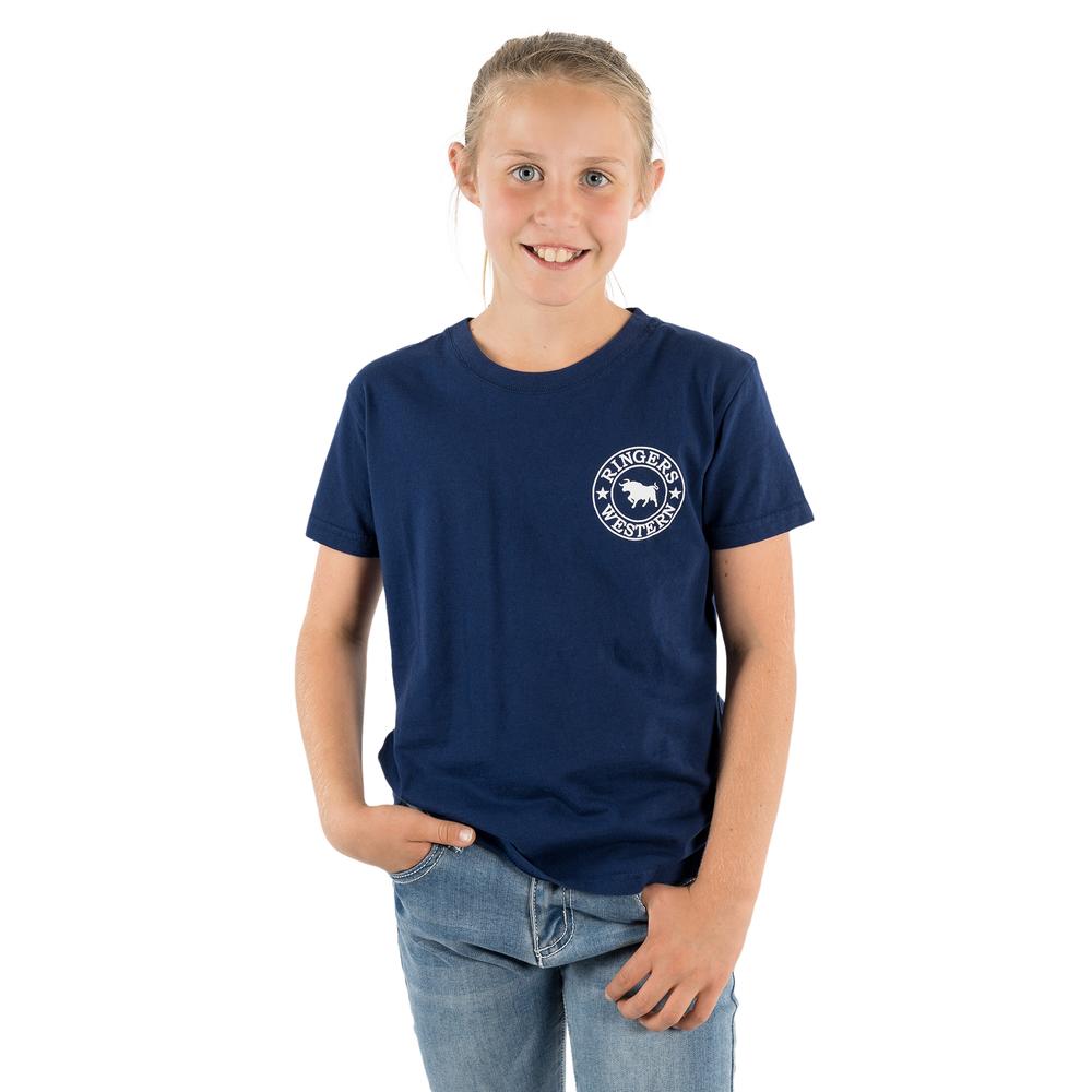 Signature Bull Kids Classic Fit T-Shirt - Navy With White Print