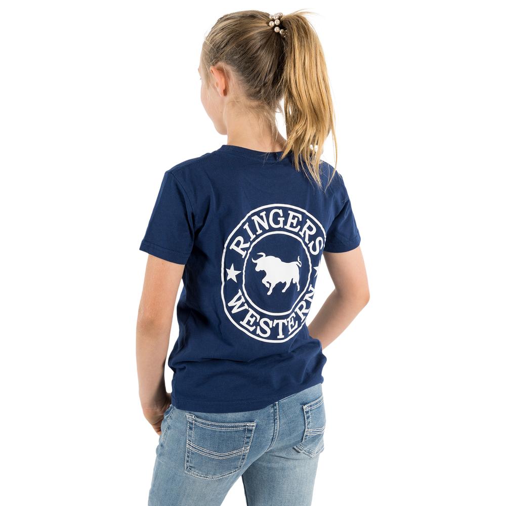 Signature Bull Kids Classic Fit T-Shirt - Navy With White Print