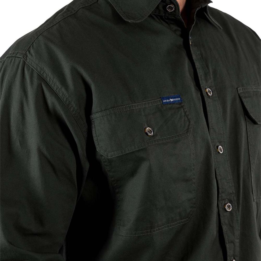 King River Mens Full Button Work Shirt - Cargo Khaki