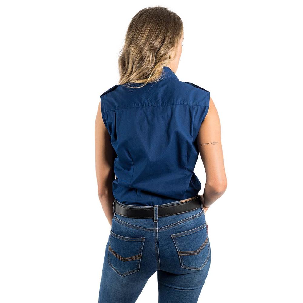 Pentecost River Womens Sleeveless Full Button Work Shirt - Navy - Ringers Western Toowoomba