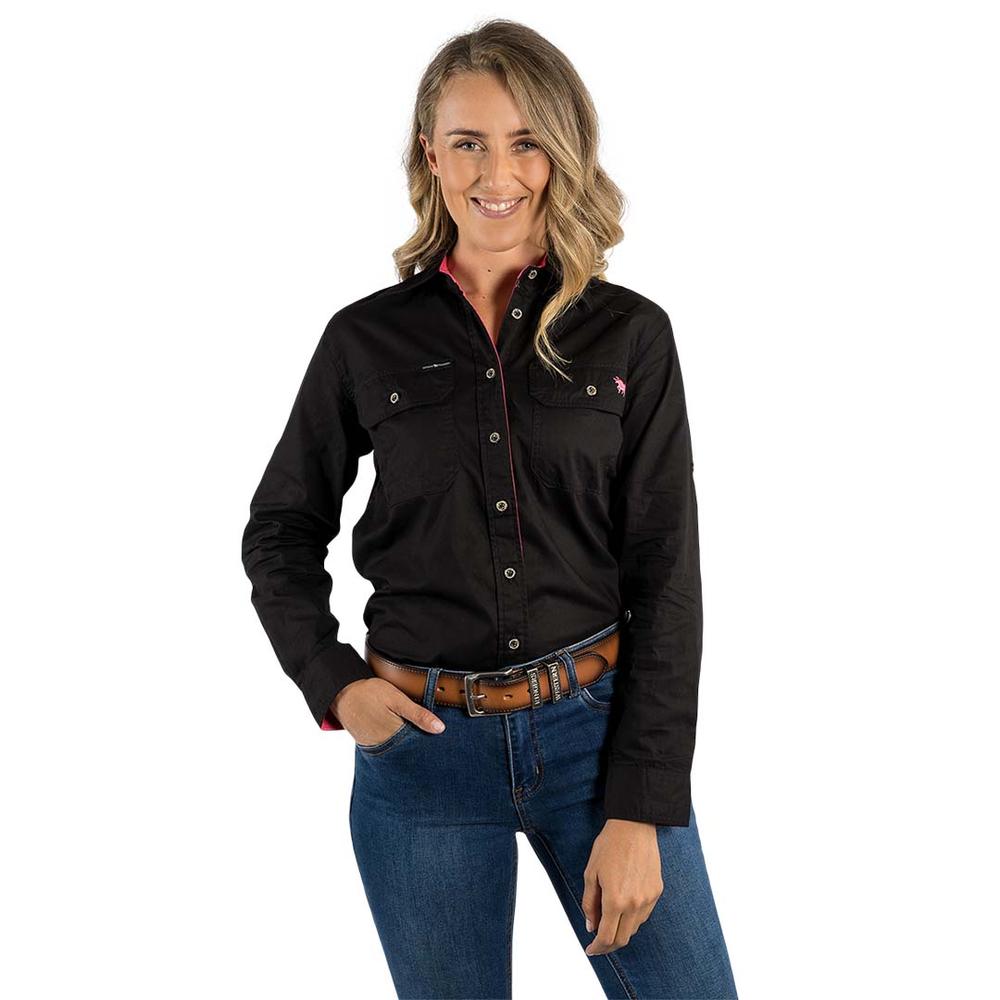 Pentecost River Womens Full Button Work Shirt - Black - Ringers Western Toowoomba