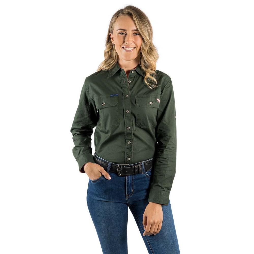 Pentecost River Womens Full Button Work Shirt - Cargo Khaki - Ringers Western Toowoomba