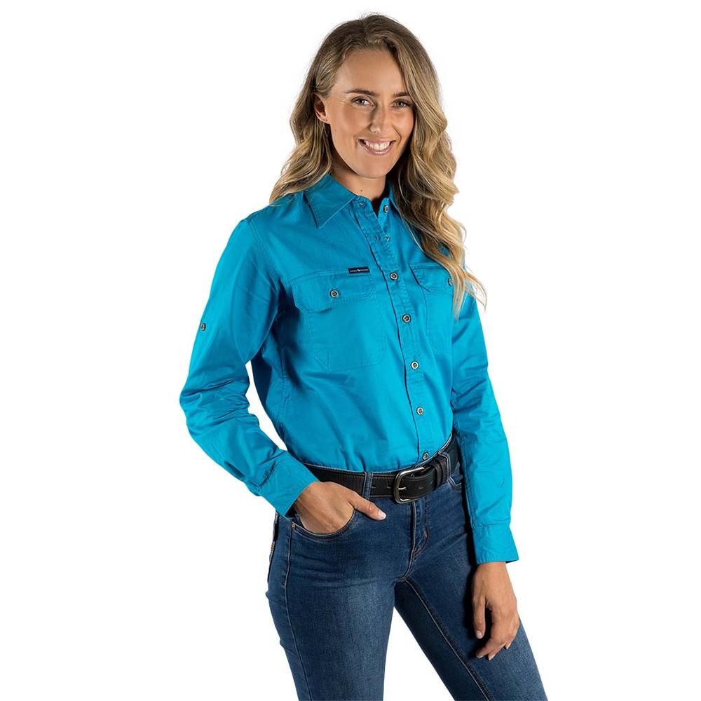 Pentecost River Womens Full Button Work Shirt - Turquoise
