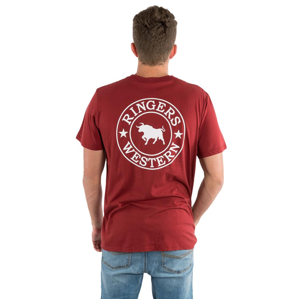 Signature Bull Mens Loose Fit T-Shirt - Amber With White Print