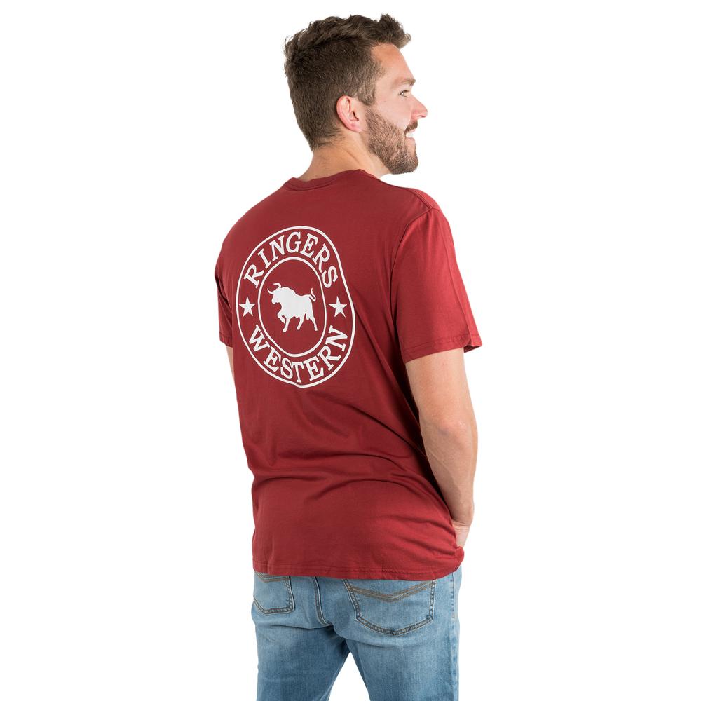 Signature Bull Mens Loose Fit T-Shirt - Amber With White Print