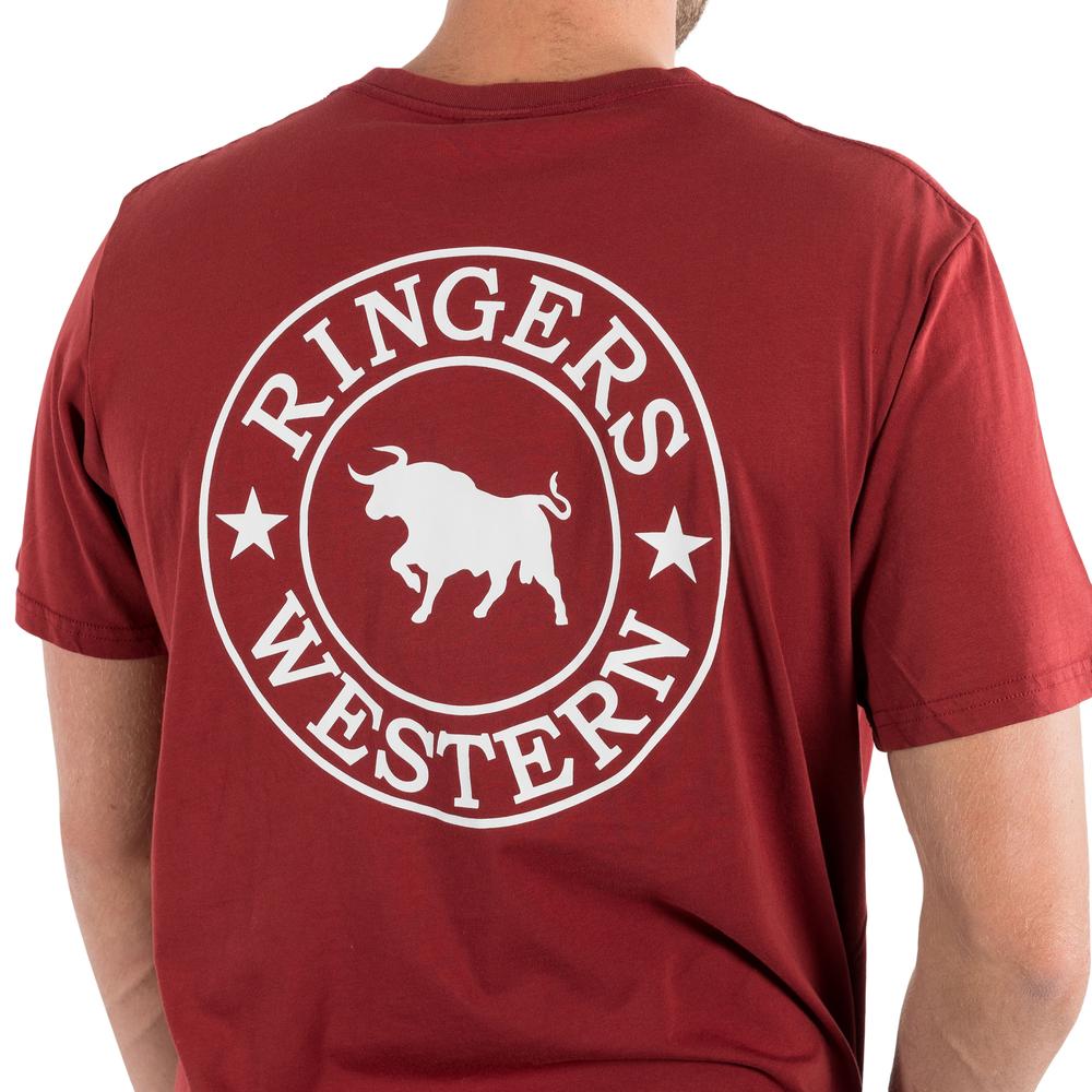 Signature Bull Mens Loose Fit T-Shirt - Amber With White Print