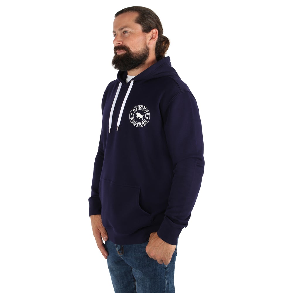 Signature Bull Mens Pullover Hoodie - Navy/White