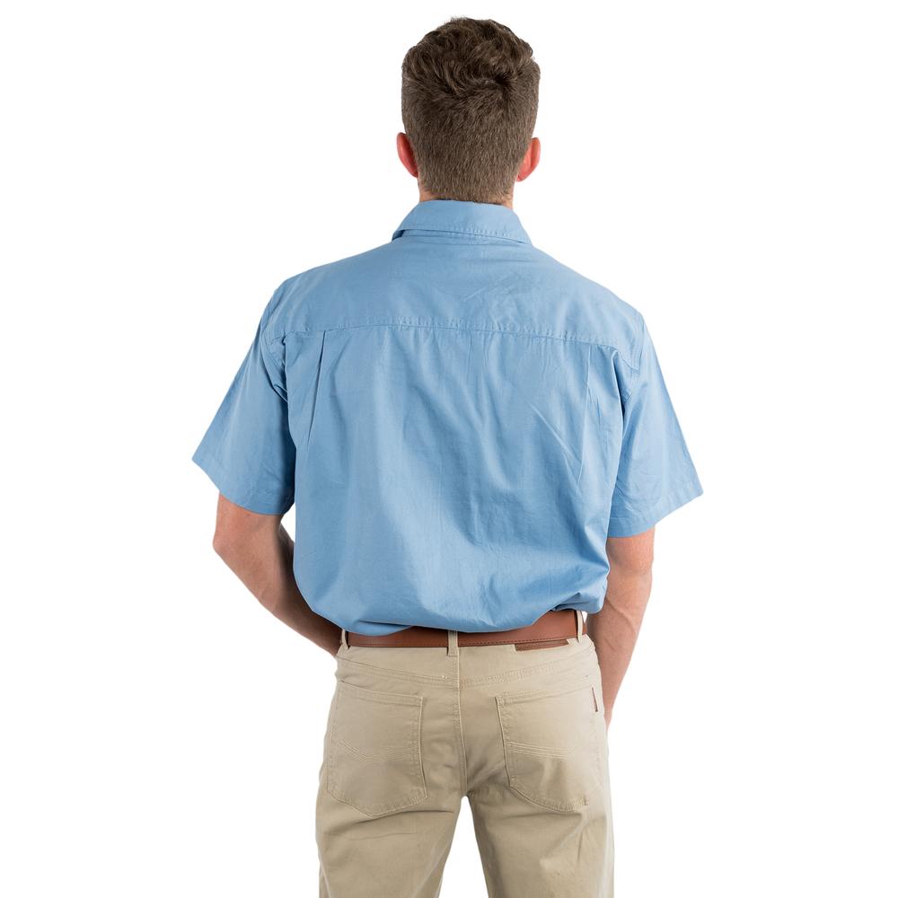 Lake Argyle Mens Short Sleeve Full Button Work Shirt - Denim Blue - Ringers Western Toowoomba