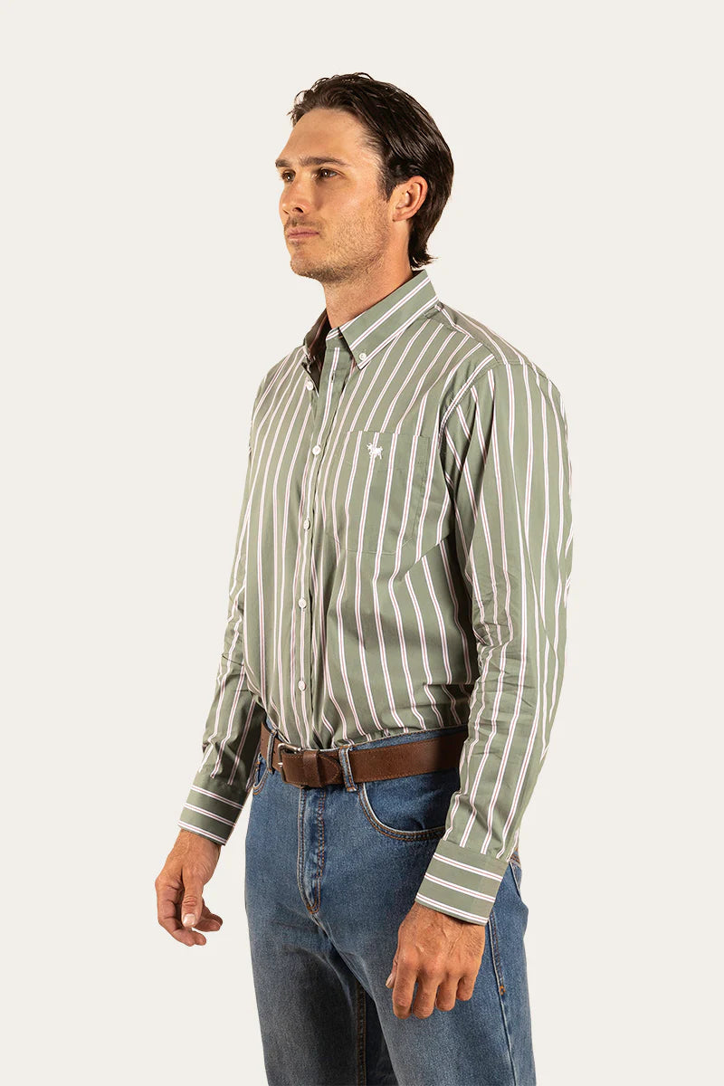 Heritage Mens Stripe Dress Shirt - Green