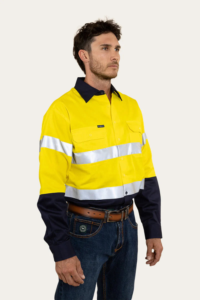 Broken Hill Mens Full Button Hivis Work Shirt - Yellow