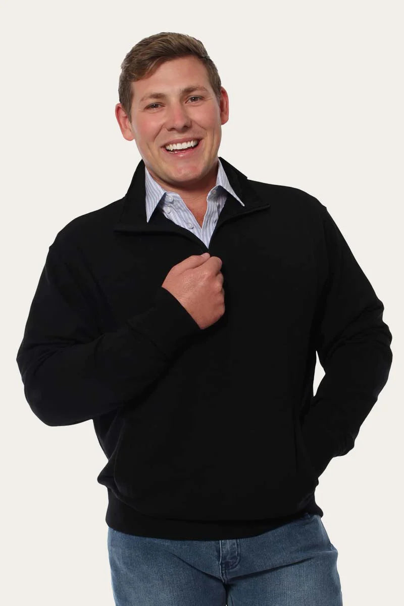 Gippsland Mens Pullover Wool Sweater - Black